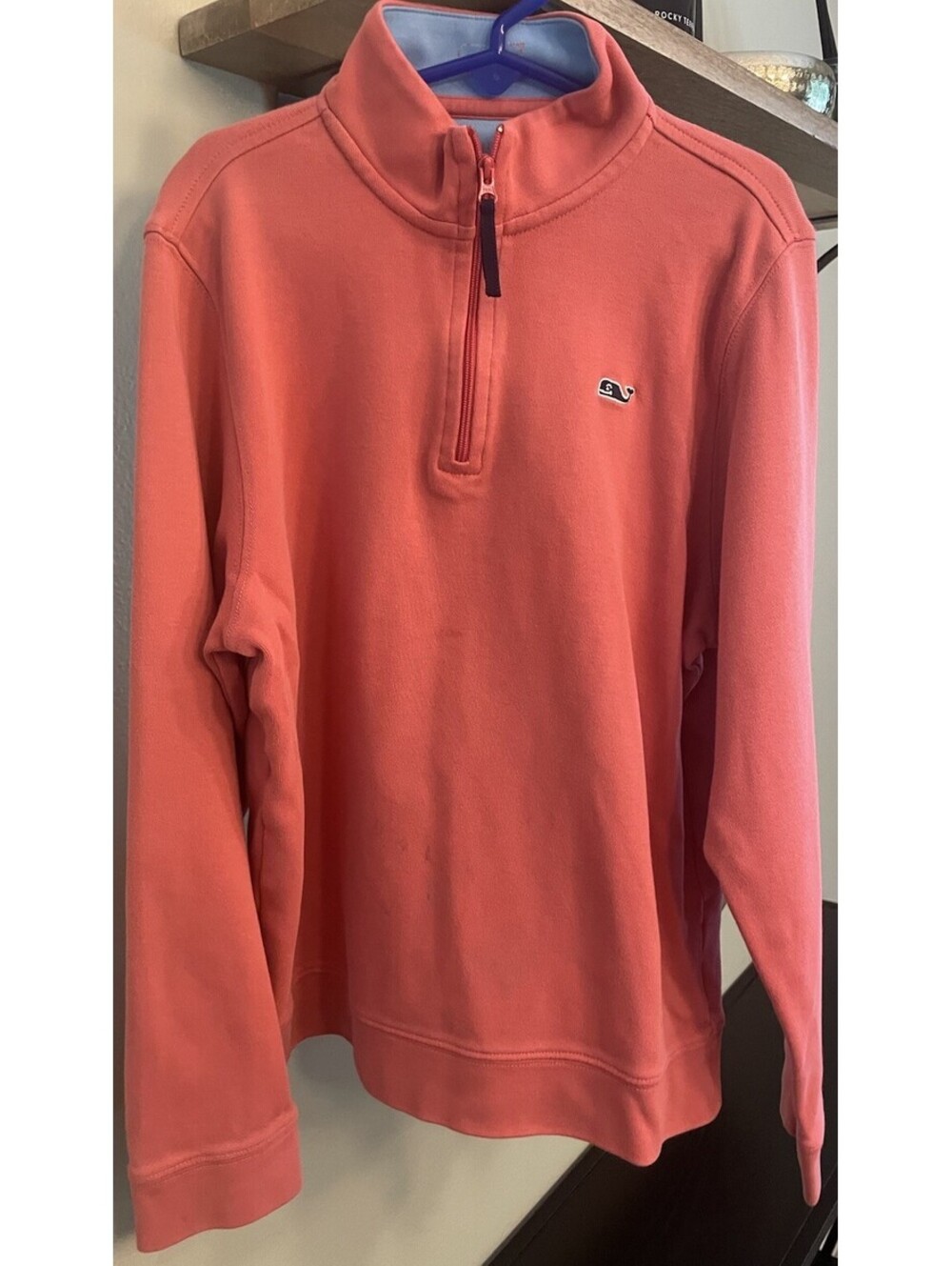 VINEYARD VINES Boys Stratford Jersey 1/4 Zip Pullover Size Medium 12-14 Coral